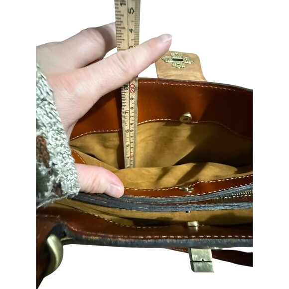Patricia Nash Rosina Tooled Leather Satchel Tan Brown - Picture 13 of 16